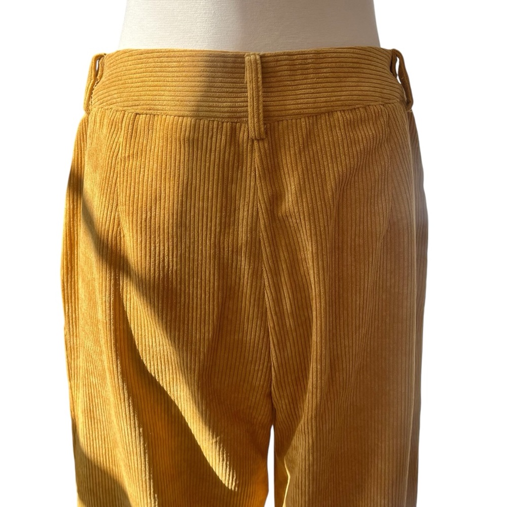 NWT High waisted relaxed fit pleated mustard yellow corduroy trousers 6 - Picture 9 of 16